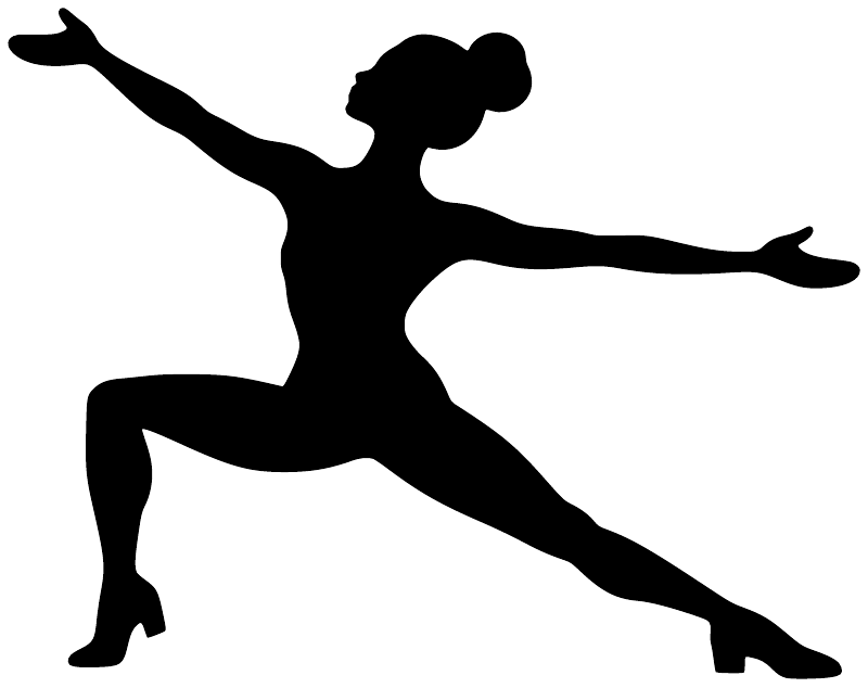 Black jazz dancer silhouette vinyl decal in a full-body side pose