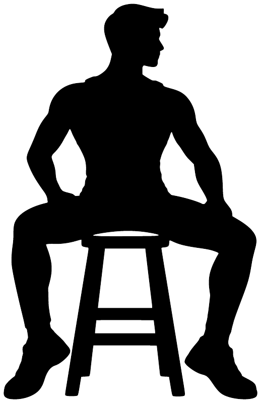 Black jazz dancer vinyl decal silhouette sitting on chair with legs bent
