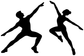 Vinyl decal of two black jazz dance partner silhouettes, spread figures