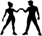 Vinyl decal featuring two jazz dance silhouette figures holding hands