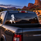 Car rear window vinyl decal of a jazz dancer silhouette holding a bag