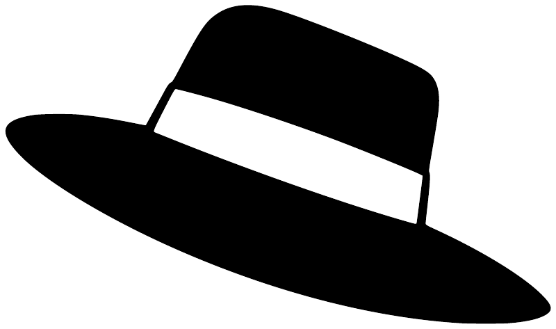 Black wide-brim hat vinyl decal with white band