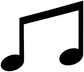 Black music note vinyl decal with thick border, close-up
