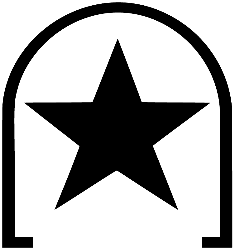 Arch-shaped vinyl decal with bold black star on white