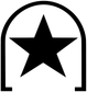 Arch-shaped vinyl decal with bold black star on white
