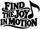Find the joy in motion vinyl decal with music note graphic, black on white