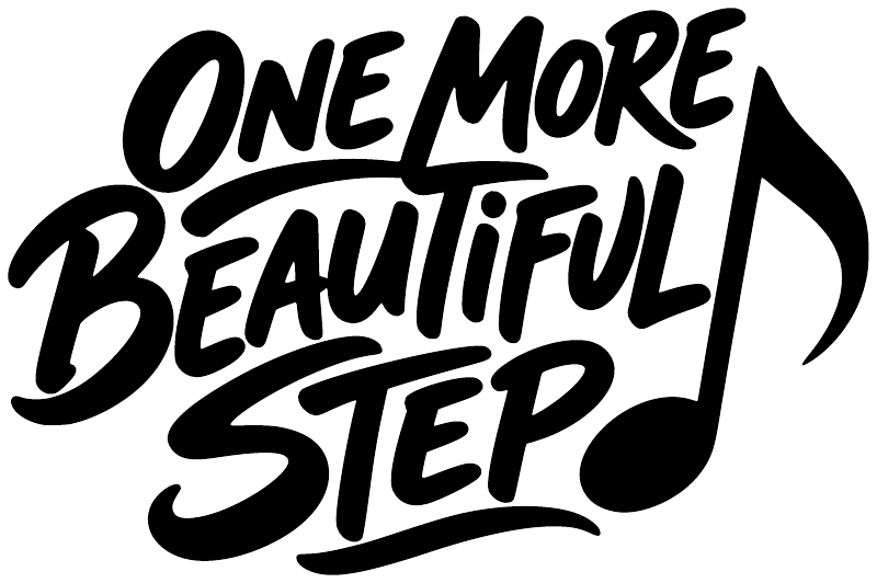 Vinyl decal graphic reading "One More Beautiful Step" in bold script