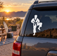 White karate practitioner vinyl decal for car window, full-body pose in a gi