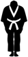 Karate gi bow vinyl decal silhouette with white belt and V-neck collar