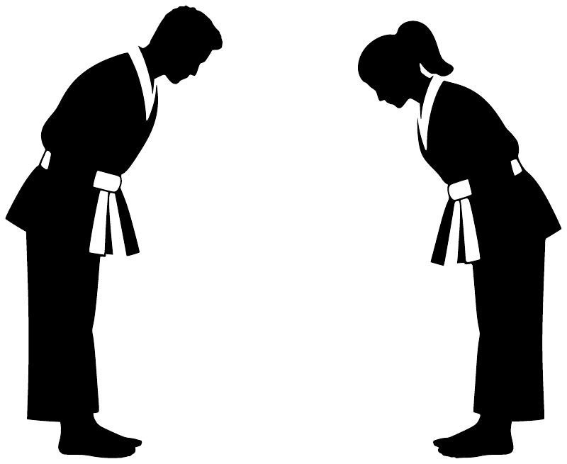 Karate training partners vinyl decal with two black karate silhouettes, bowing poses