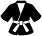 Karate gi vinyl decal, black jacket with white collar and bow belt