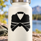Karate gi folded vinyl decal, black and white jacket with belt knot center