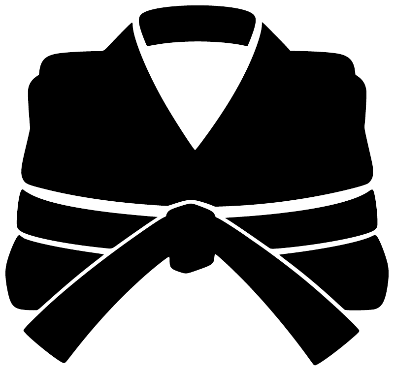 Karate gi folded vinyl decal, bold black jacket and white triangle collar