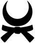 Karate crescent belt vinyl decal logo, black and white crescent and ribbon