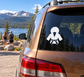 Martial arts gi vinyl decal on car window, white icon with belt and collar