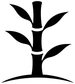 Black bamboo-style karate decal graphic with trunk, leaves, and curved ground base