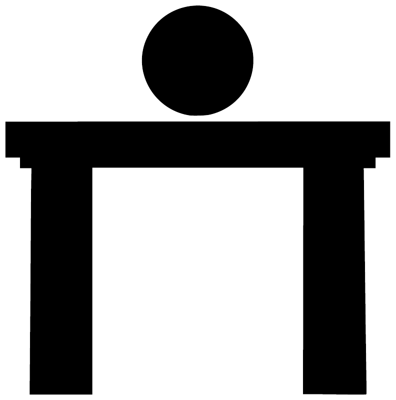 Karate dojo doorway vinyl decal icon: black karate figure with round head on white background.