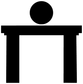 Karate dojo doorway vinyl decal icon: black karate figure with round head on white background.
