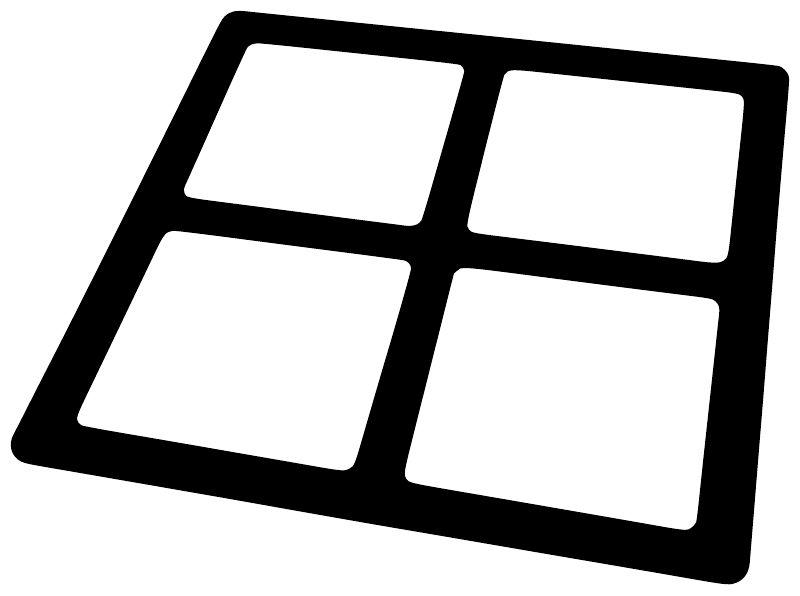 Black-outlined karate training mat vinyl decal with four white squares