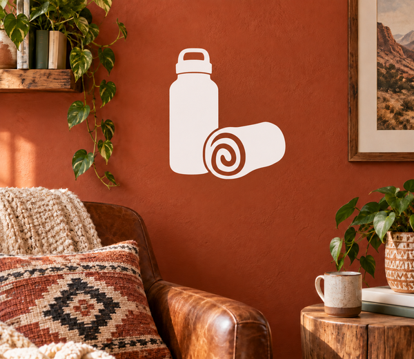 Water break vinyl decal of a white water bottle with spiral target design