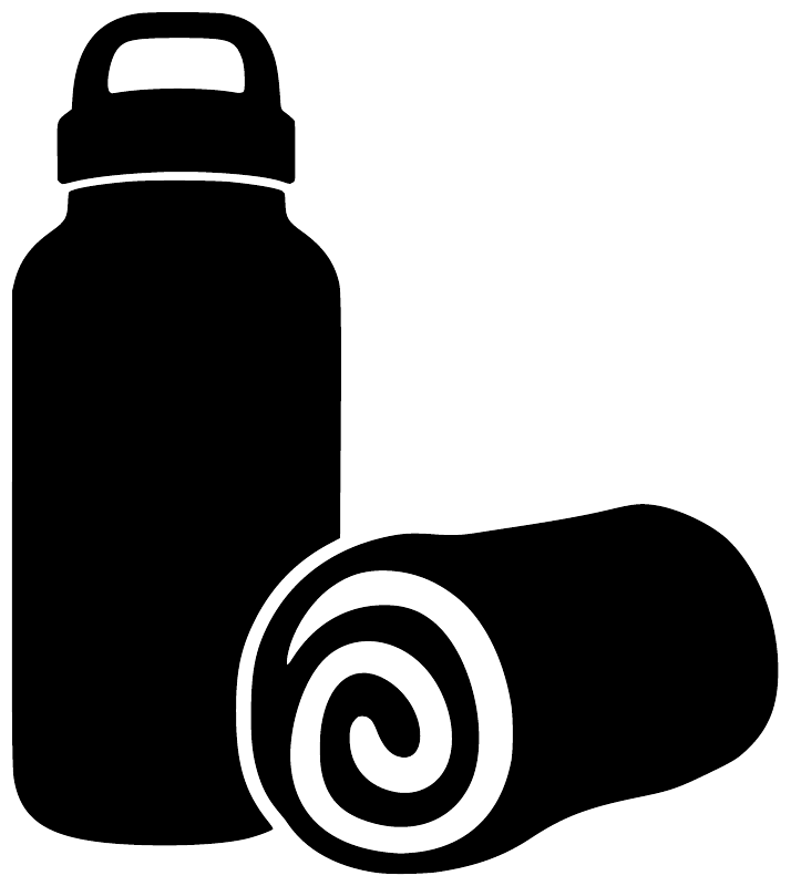 Water break vinyl decal of a black water bottle and spiral target on cap