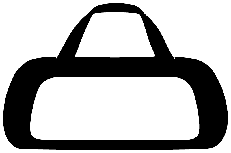 Vinyl karate bag decal icon with thick black outline and white bag shape