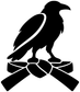 Black raven karate vinyl decal silhouette with crossed weapons emblem