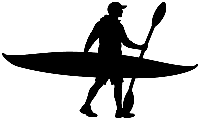 Black kayak paddler silhouette vinyl decal, standalone