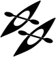 Black and white vinyl kayak decal with two kayak silhouettes and paddle oar shapes