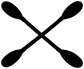 Crossed kayak paddles vinyl decal, black on white