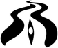 Kayak river-bend vinyl decal graphic, white design with black accents
