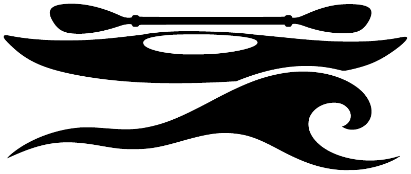 Black kayak and ocean curl vinyl decal graphic