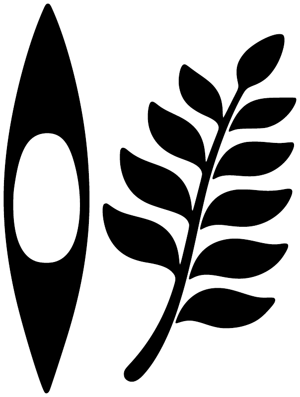 Black leaf-and-paddles vinyl decal: branch with five leaves plus teardrop