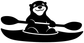 Black and white otter kayaking vinyl decal graphic, paddles outstretched