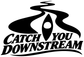 Black "Catch You Downstream" kayak decal with eye and wave icon