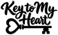 Black vinyl decal lettering Key to My Heart with heart and key symbols