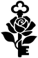 Black vinyl rose decal with key base and floral cloud-shaped top