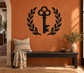 Black key and open laurel vinyl decal with wreath and key silhouette