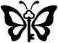 Black butterfly vinyl decal with key design