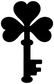 Black four-leaf clover heart key vinyl decal with vertical key handle detail