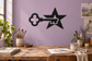 Black vinyl key and star wall decal