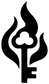 Black key-and-flame vinyl decal, large flame border around the key silhouette