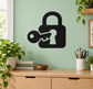 Black padlock and key vinyl decal for wall, solid silhouette design