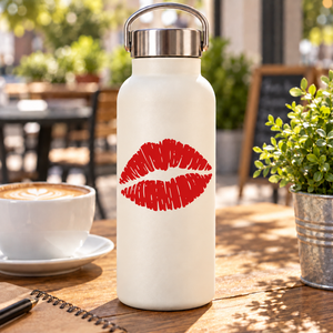 Red kiss lips vinyl decal with textured natural lip lines