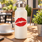 Red kiss lips vinyl decal with textured natural lip lines