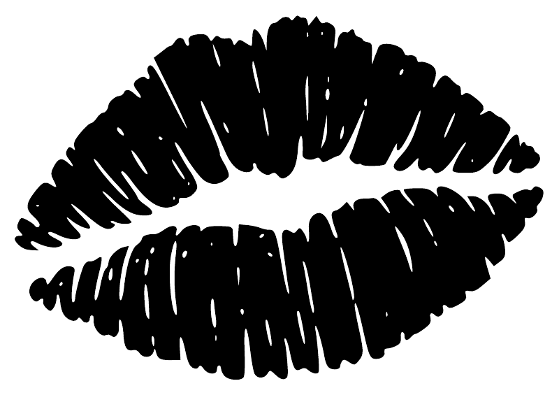 Black kiss lips vinyl decal with textured natural lip lines