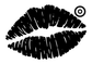 Black textured kiss-lips print with natural lip lines and layered orbit halo