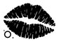 Black textured kiss lips wall print with orbit dot halo close-up