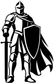 Vinyl knight decal graphic of a black armored knight with sword and shield