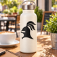 Black knight helm plumed vinyl decal on white bottle